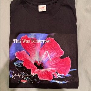 Supreme Black Tee with Pink Floral Graphic